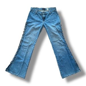 Lace up low rise bootcut jeans